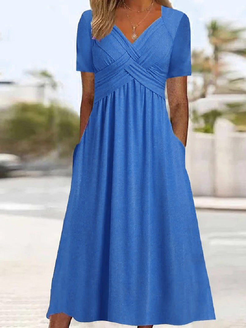 Belvenza | Abito Midi Crossover Elegante in Tessuto Morbido