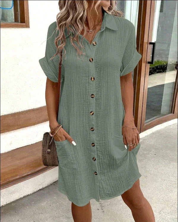 Belvenza | Abito Camicia Elegante in Tessuto Leggero