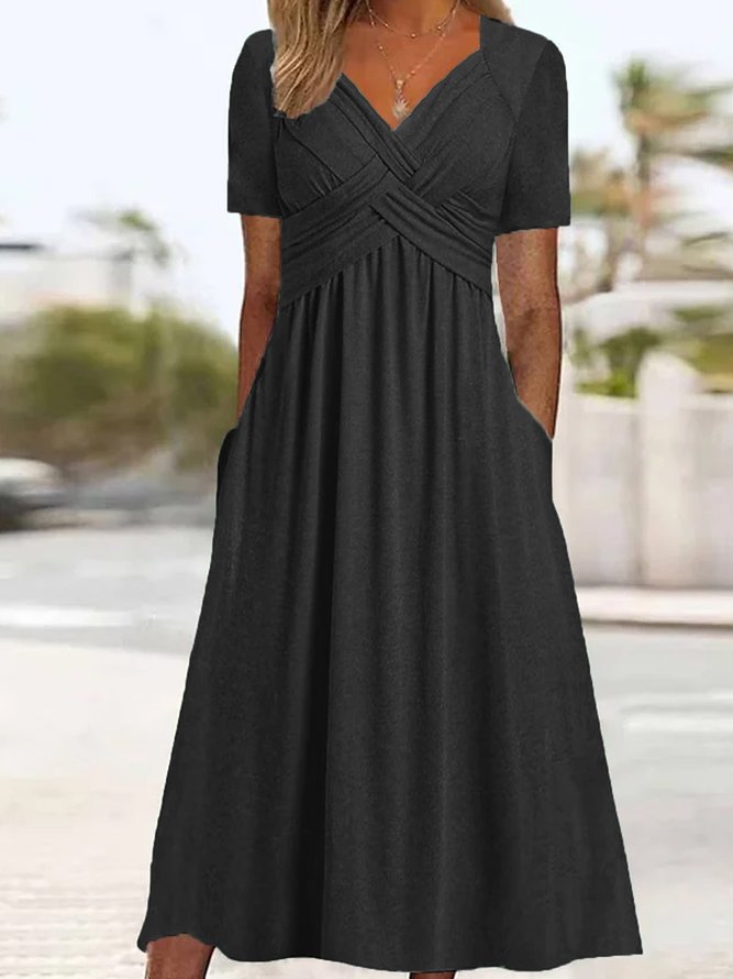 Belvenza | Abito Midi Crossover Elegante in Tessuto Morbido