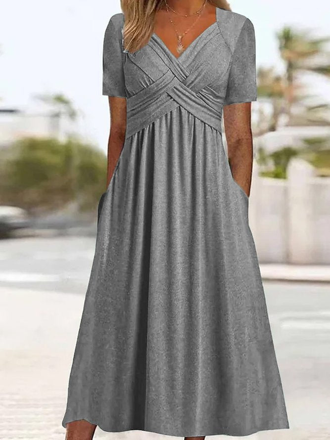Belvenza | Abito Midi Crossover Elegante in Tessuto Morbido