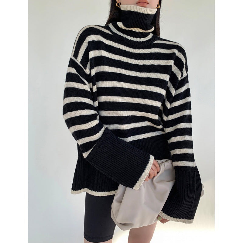 Belvenza | Maglione a Collo Alto in Cashmere Grigio