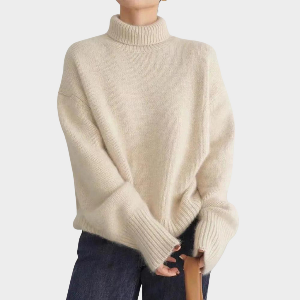 Belvenza | Maglione Morbido con Collo Alto Grigio