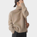 Belvenza | Maglione Morbido con Collo Alto Grigio