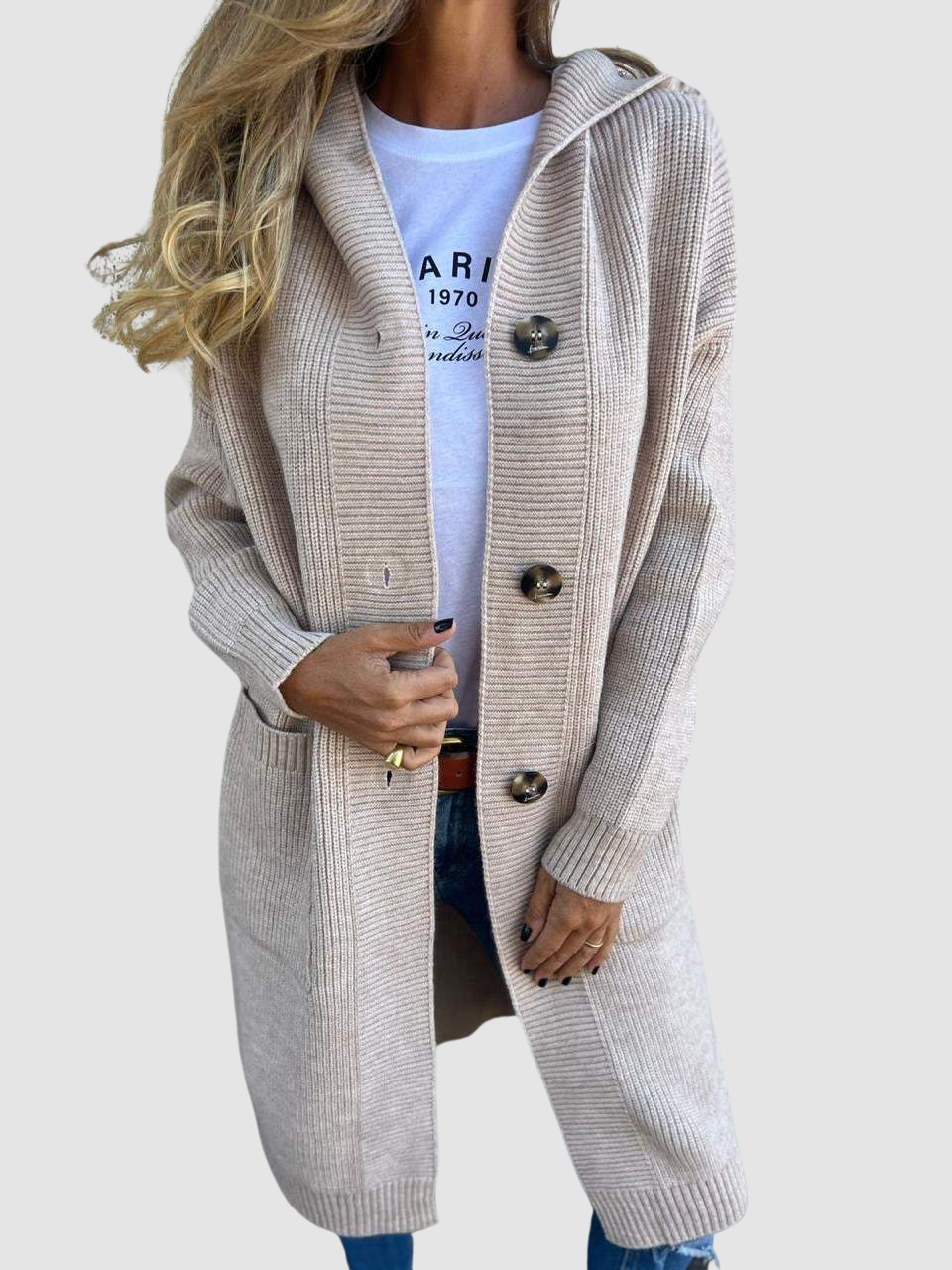 Belvenza | Cardigan in Maglia Confortevole Color Neutro