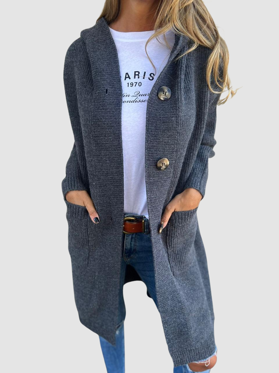 Belvenza | Cardigan di Maglia Confortevole in Grigio