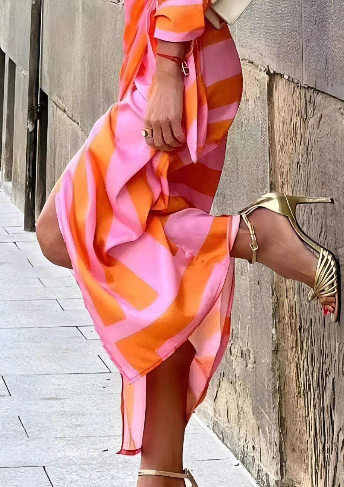 Belvenza | Abito Camicia Scollo a V Elegante