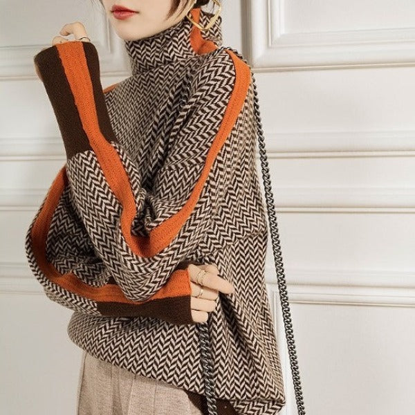 Belvenza | Maglione a Collo Alto in Cashmere Grigio