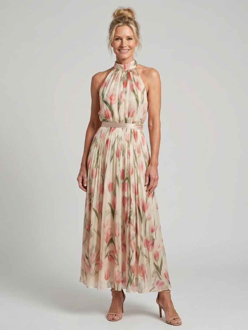 Belvenza | Abito Midi Floreale con Collo Halter