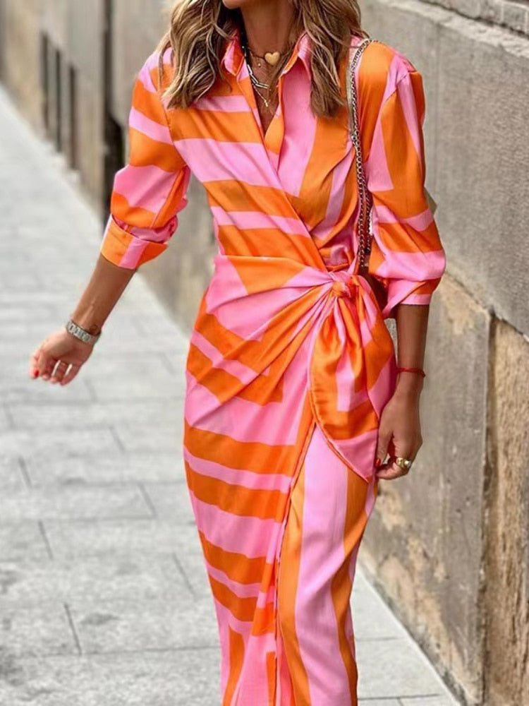 Belvenza | Abito a Righe Elegante