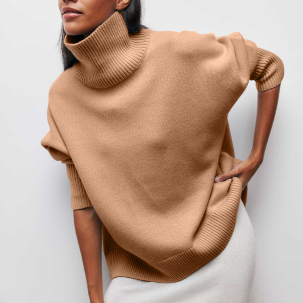Belvenza | Maglione con Collo Alto in Grigio
