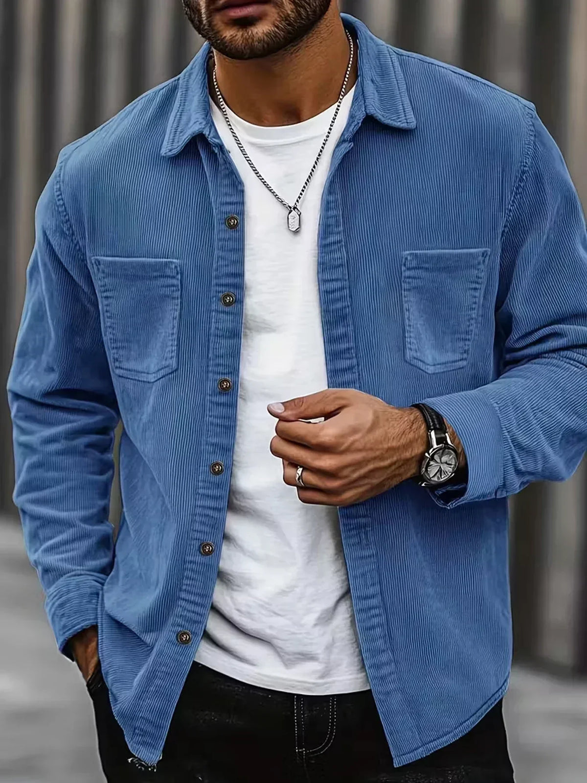 Belvenza | Camicia in Corduroy Verde per Uomo