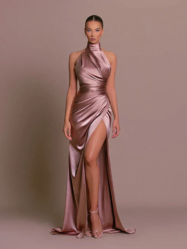 Belvenza | Abito Elegante con Spacco Nero