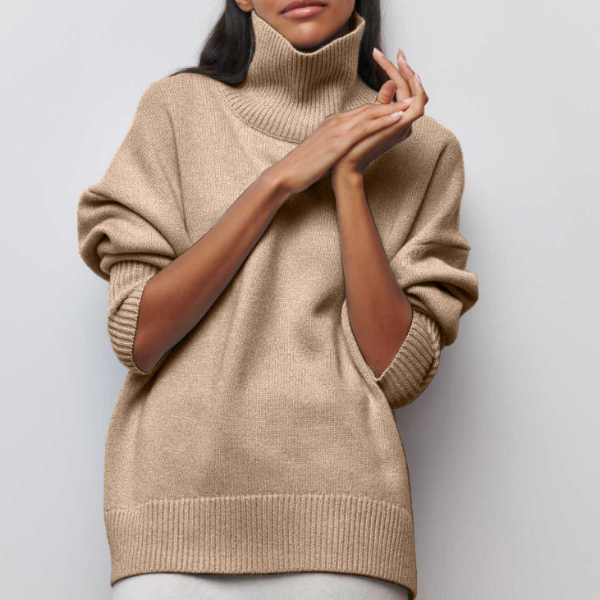 Belvenza | Maglione con Collo Alto in Grigio
