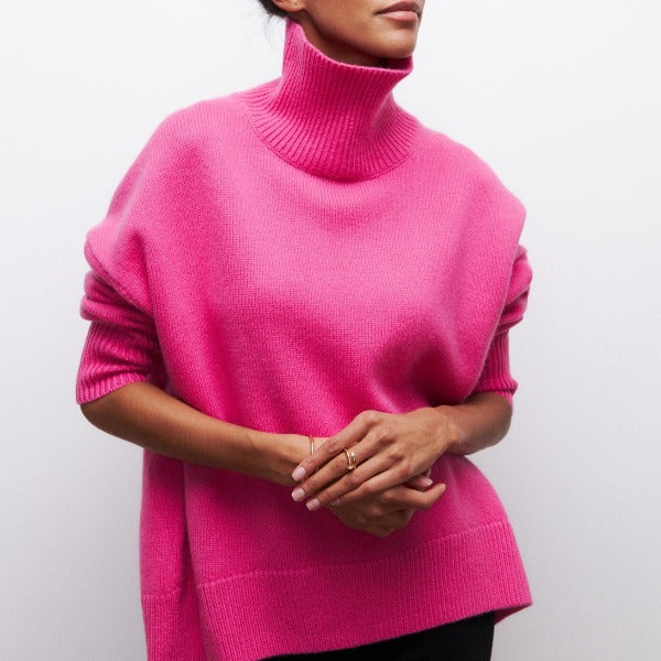 Belvenza | Maglione con Collo Alto in Grigio