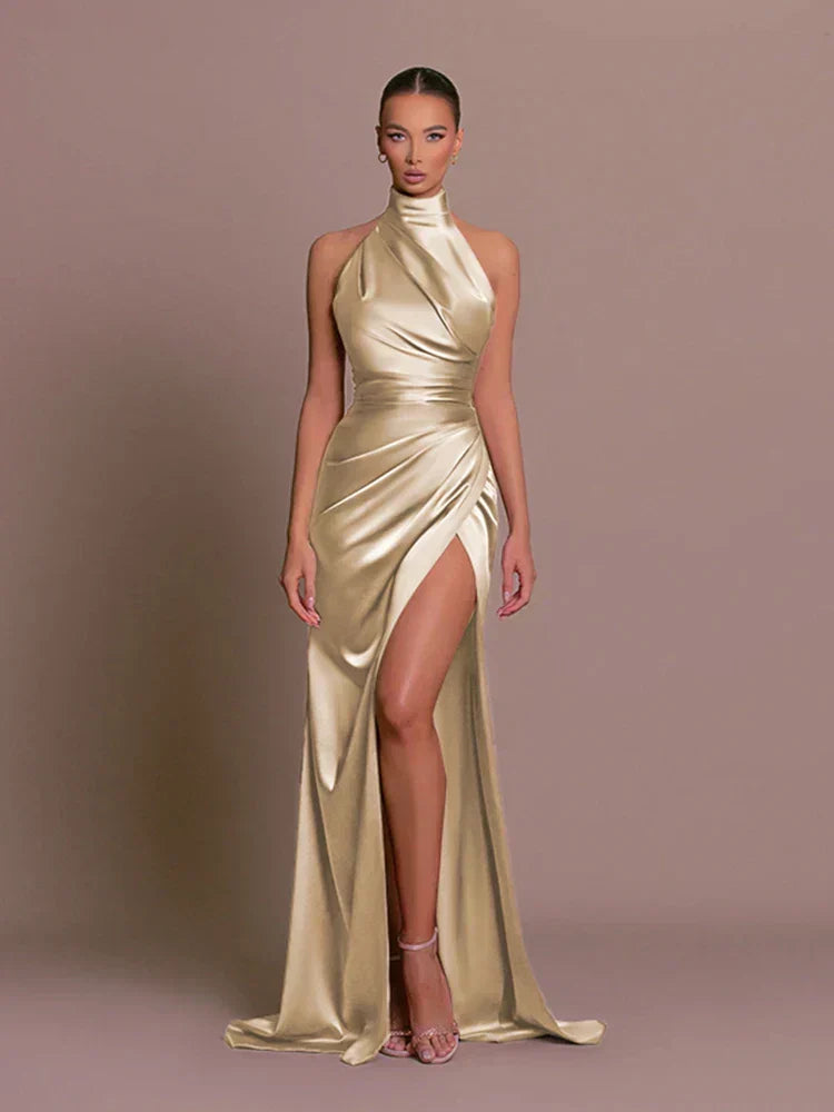 Belvenza | Abito Elegante con Spacco Nero