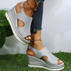 Belvenza | Sandali con Zeppa Beige Maeve