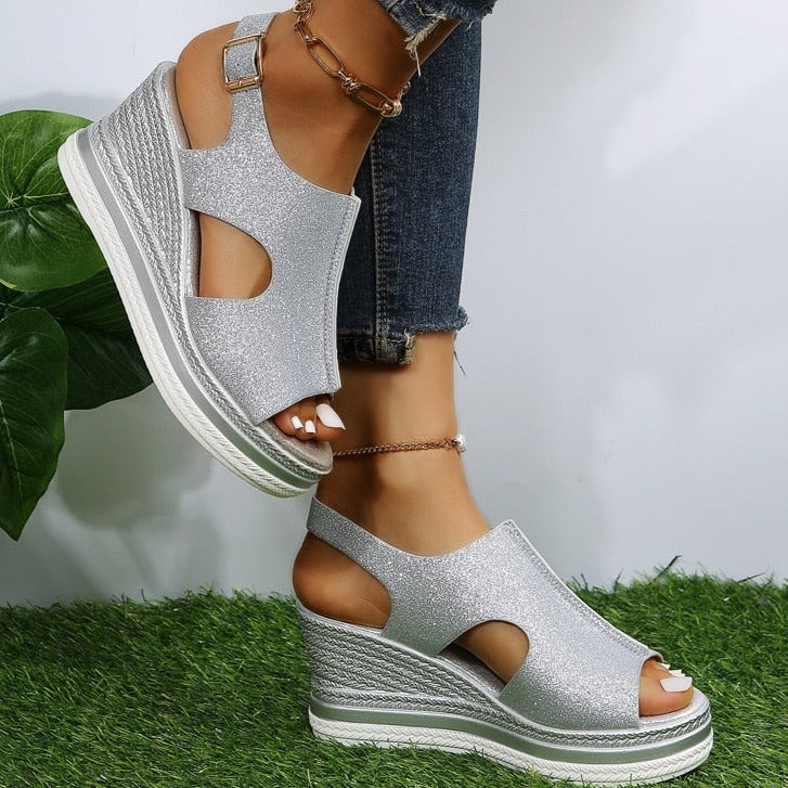 Belvenza | Sandali con Zeppa Beige Maeve