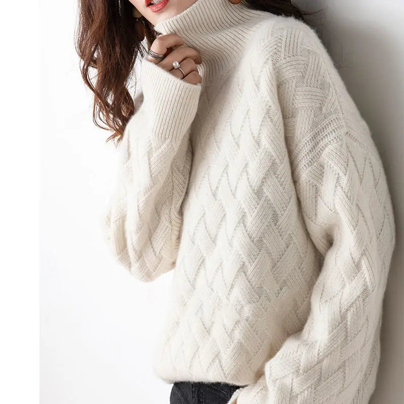 Belvenza | Maglione a Collo Alto in Cashmere Grigio