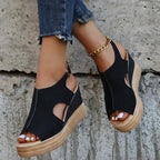 Belvenza | Sandali con Zeppa Beige Maeve