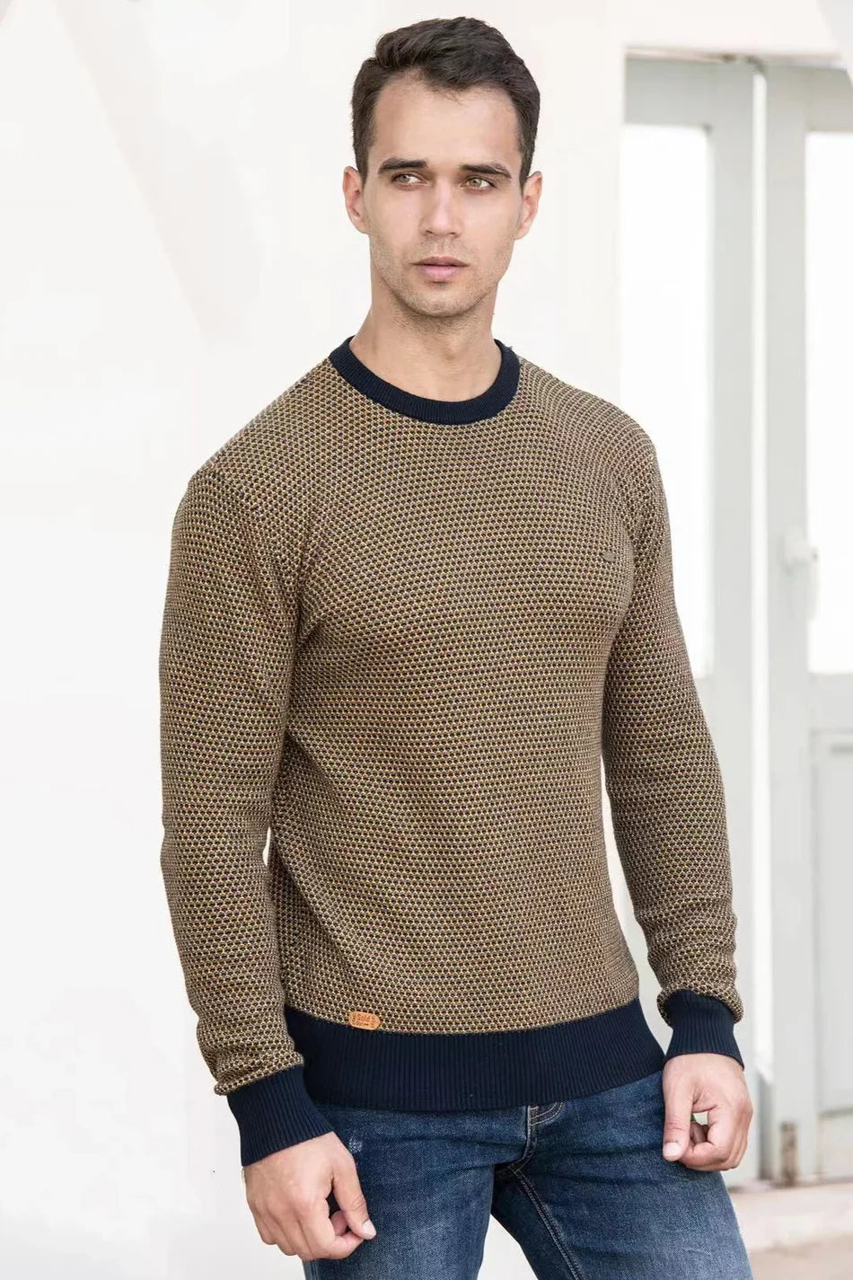Belvenza | Maglione da Uomo in Cotone con Motivo a Rombi