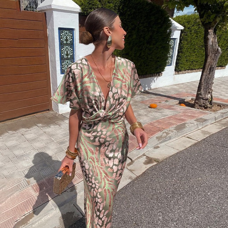Belvenza | Abito Elegante in Seta Blu
