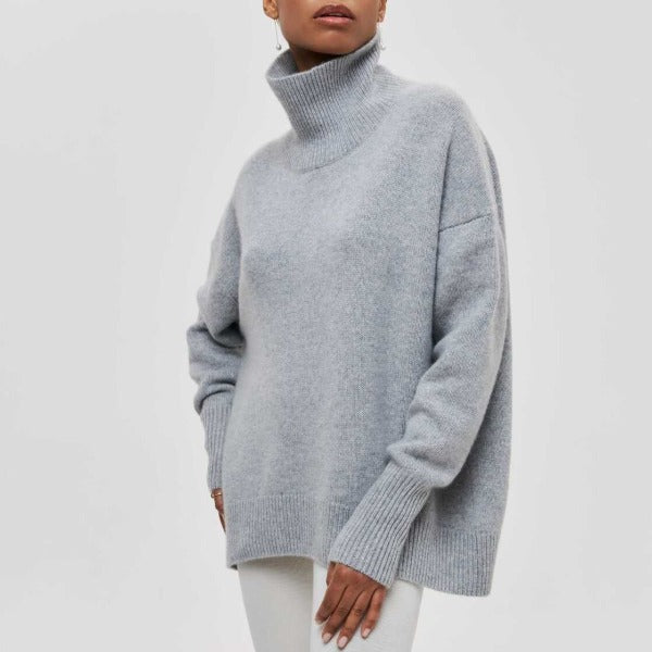Belvenza | Maglione con Collo Alto in Grigio