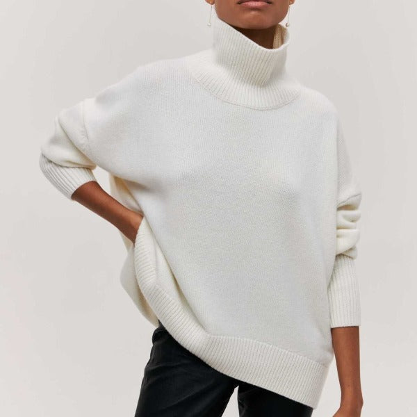 Belvenza | Maglione con Collo Alto in Grigio