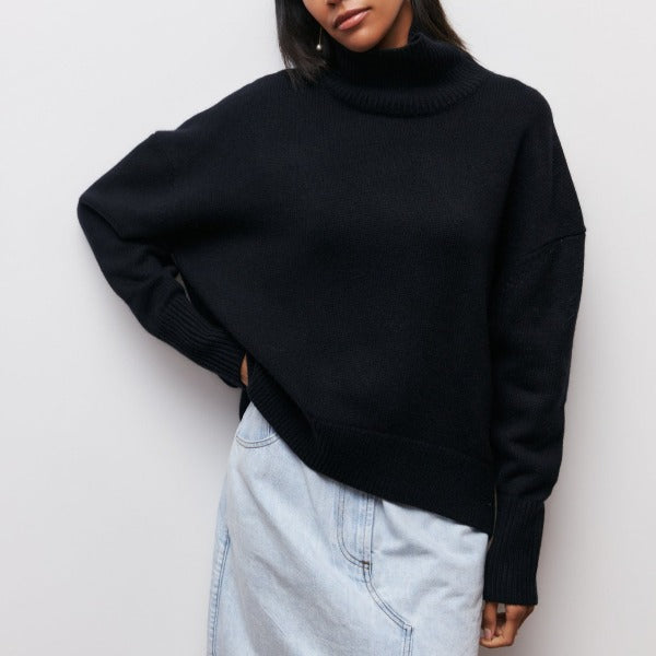 Belvenza | Maglione con Collo Alto in Grigio