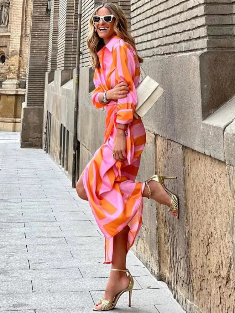Belvenza | Abito a Righe Elegante