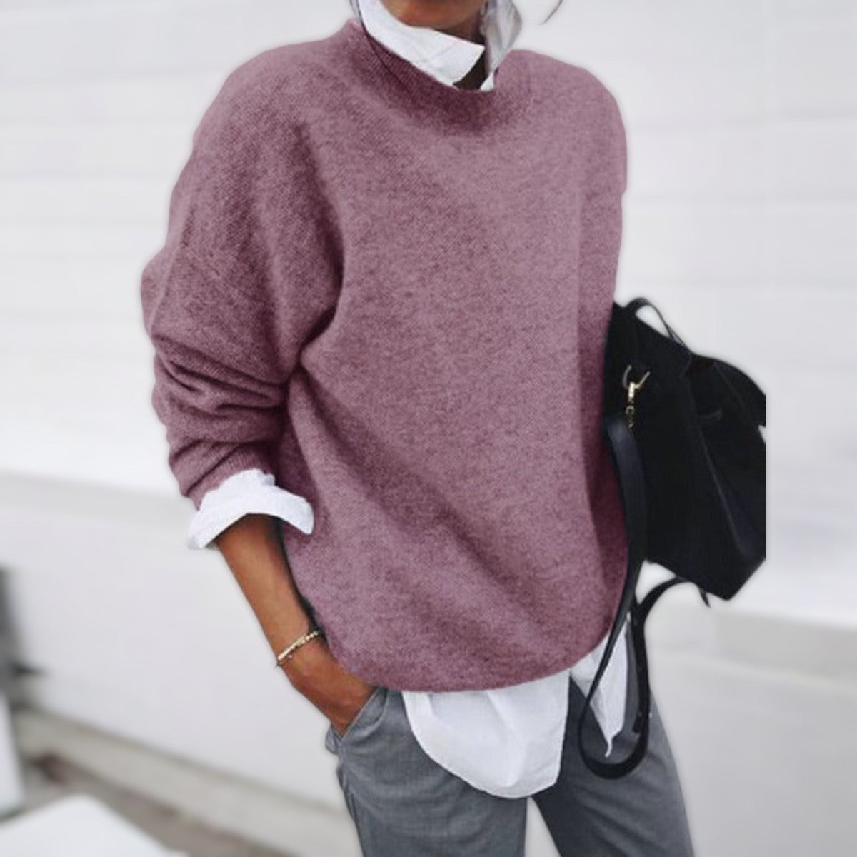 Belvenza | Maglione Elegante in Lana Grigia