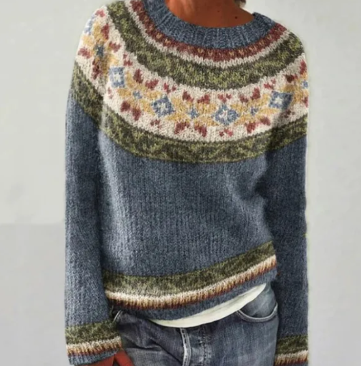 Belvenza | Maglione Retro in Colore Neutro