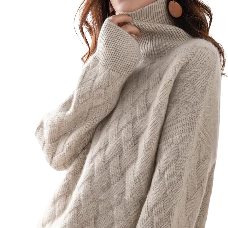 Belvenza | Maglione a Collo Alto in Cashmere Grigio