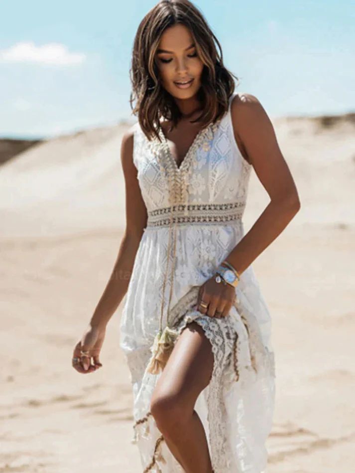 Belvenza | Abito Boho con Frange e Coulisse