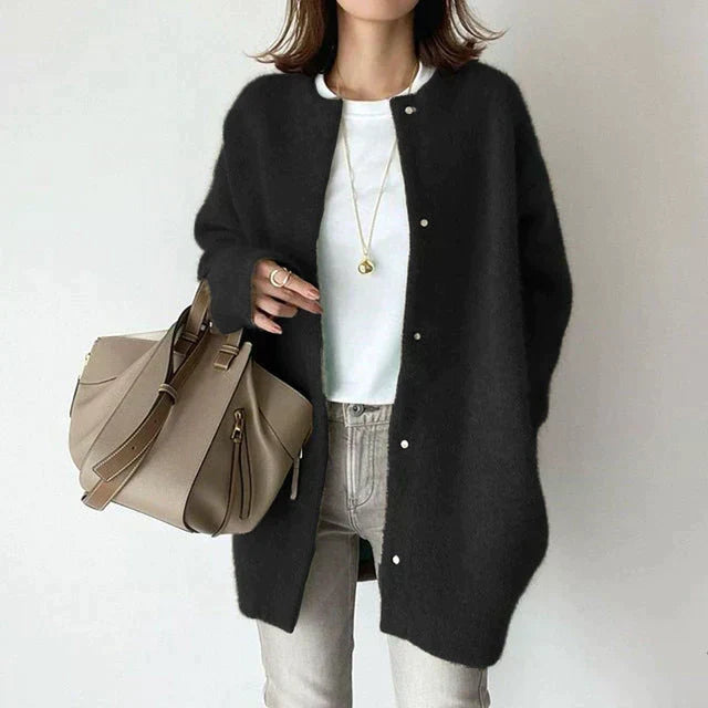 Belvenza | Cardigan Elegante in Maglia Grigia
