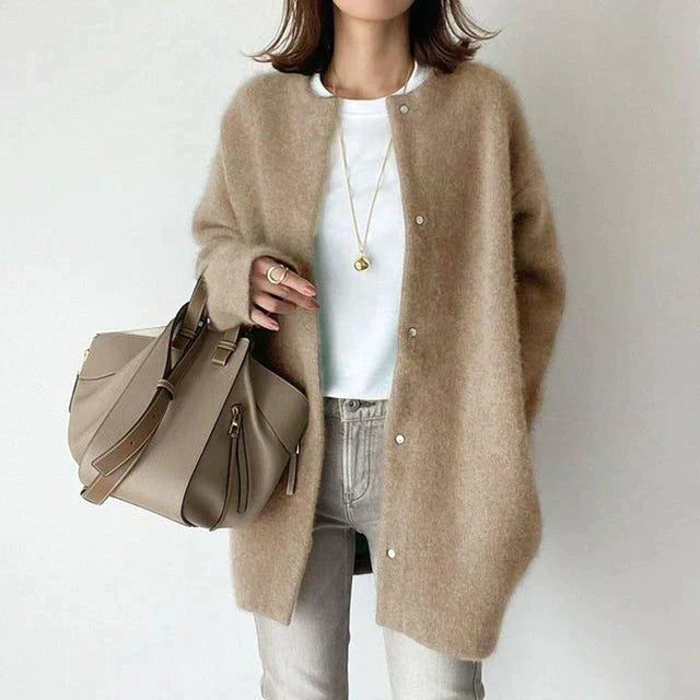Belvenza | Cardigan Elegante in Maglia Grigia