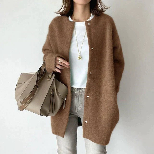 Belvenza | Cardigan Elegante in Maglia Grigia