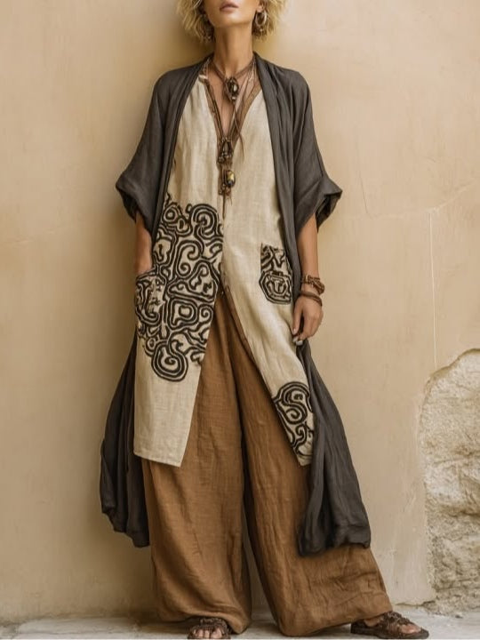 Belvenza | Set Tre Pezzi Grigio Scuro e Marrone Tribal