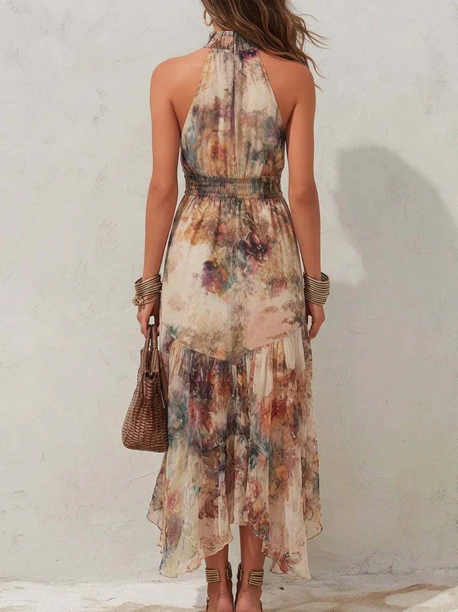 Belvenza | Vestito Midi Vintage a Fiori Morbido
