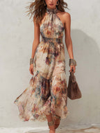 Belvenza | Vestito Midi Vintage a Fiori Morbido