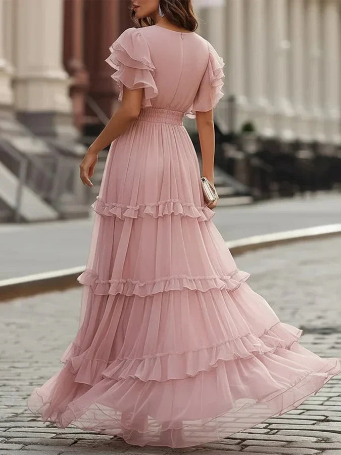 Belvenza | Maxidress Elegante per Matrimonio in Rosa Chiaro