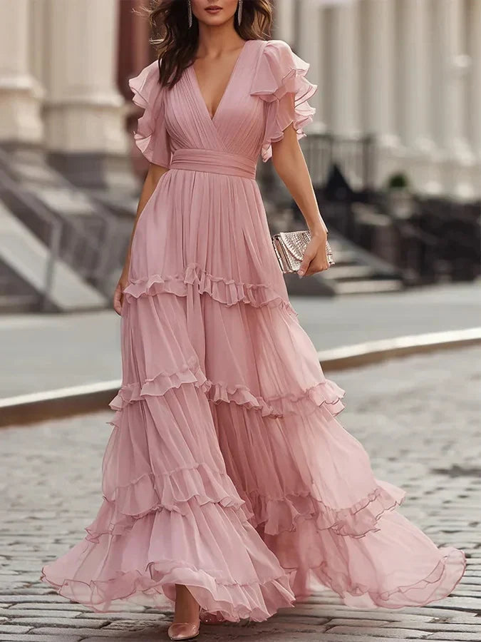 Belvenza | Maxidress Elegante per Matrimonio in Rosa Chiaro