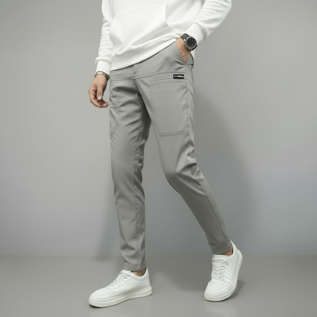 Belvenza | Pantaloni Cargo Premium in Tessuto Elastico Nero