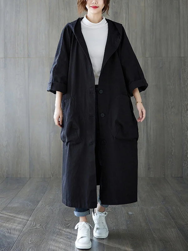 Belvenza | Cappotto Oversized Lungo in Tessuto Nero