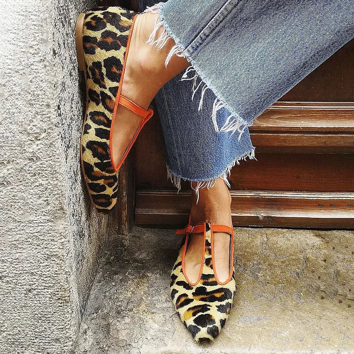 Belvenza | Ballerina Leopardata con Cinturino Elegante