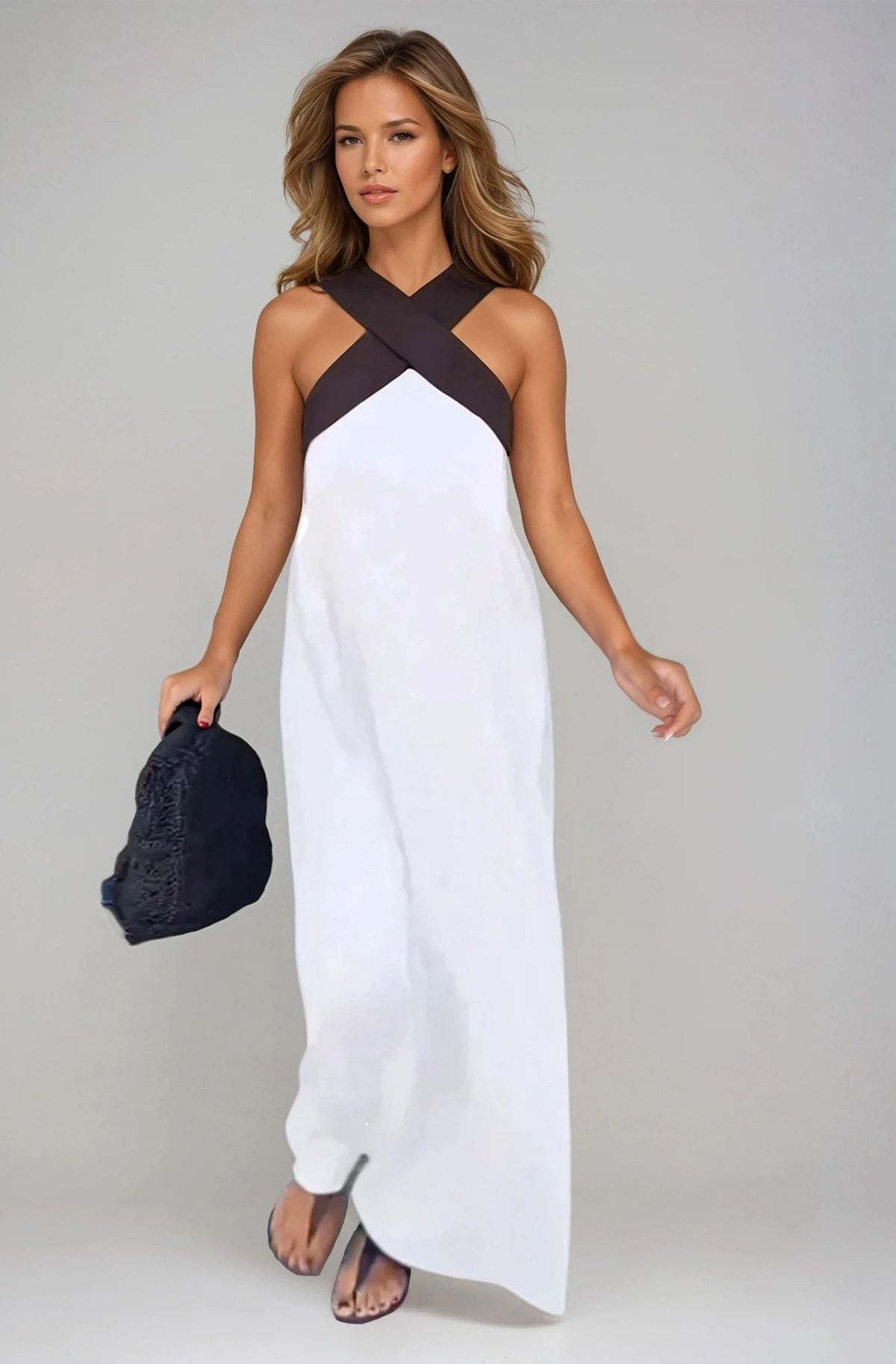 Belvenza | Vestito con Scollo Incrociato in Blu