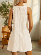 Belvenza | Vestito Senza Maniche a Righe con Tasche