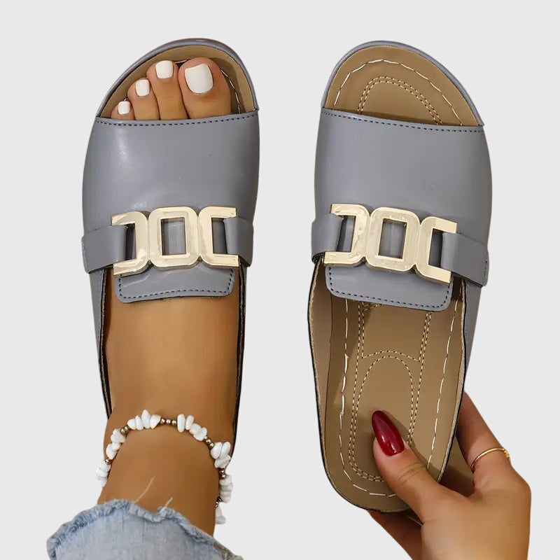 Belvenza | Sandali Comodi con Fibbia Beige