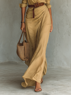 Belvenza | Maxi Abito con Collo a Revers e Maniche Lunghe