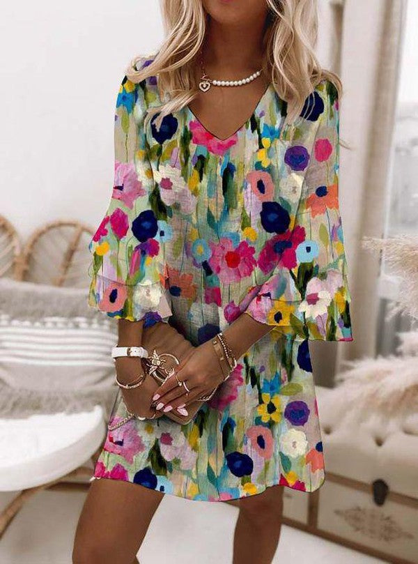 Belvenza | Vestito Floreale con Scollo a V