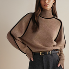 Belvenza | Maglione a Collo Alto in Cashmere Beige